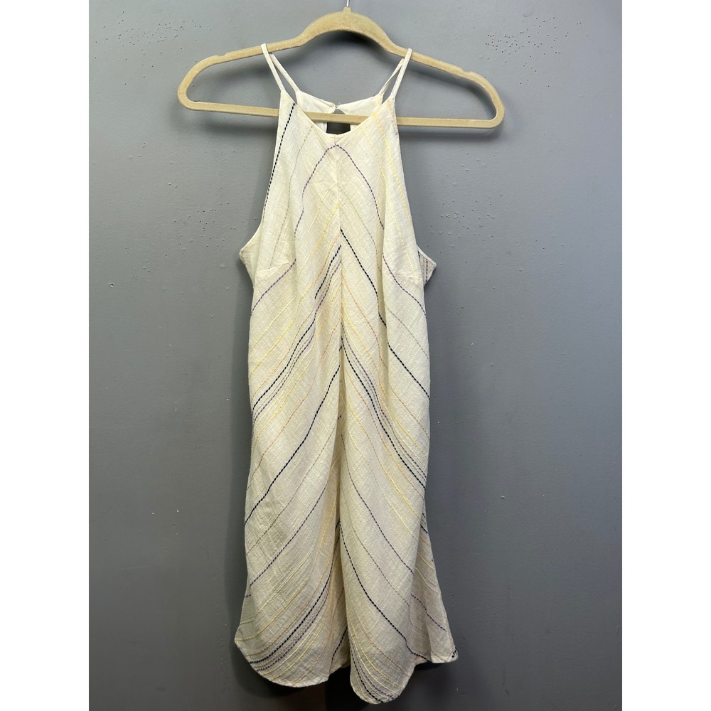 Les Soeurs Dress Womens S Cream Striped Boho Halter Neck Gauze Mini Dress Lined